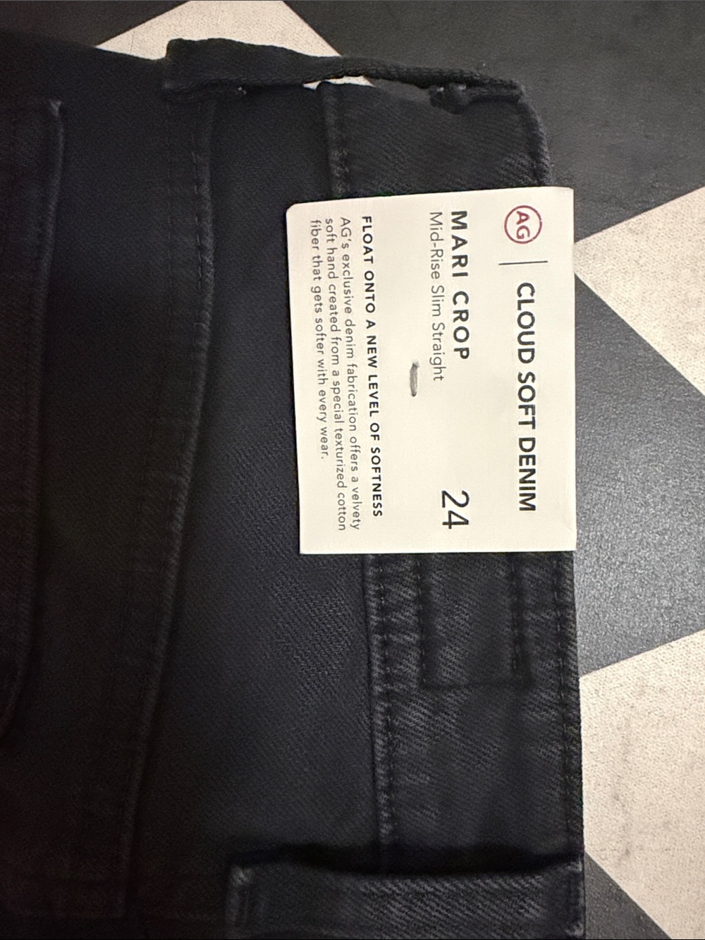Women’s AG Mari Crop Sulfar Black Mid-rise straight Jeans 24 - Picture 4 of 6